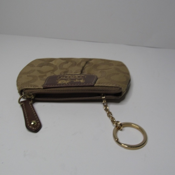 COACH Signature Logo Brown Wristlet Coin Purse - Picture 6 of 9